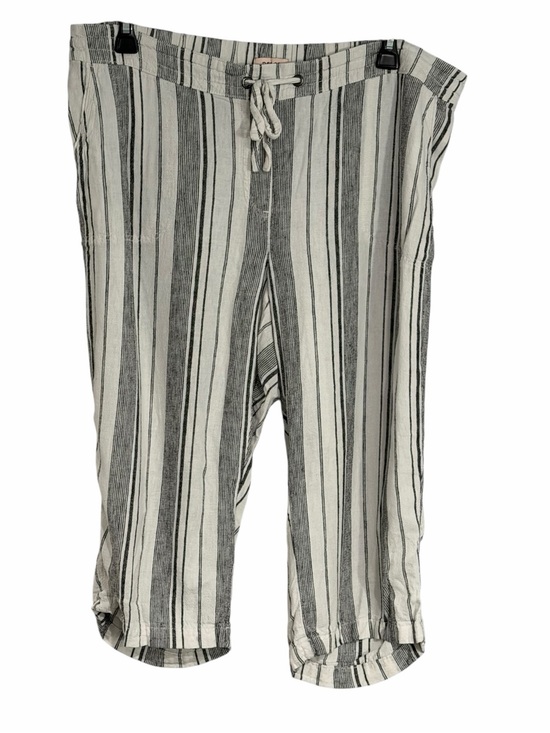 Per Se Pants - Per Se sz 1X Striped Drawstring Linen-Blend Capris - Black & White EUC